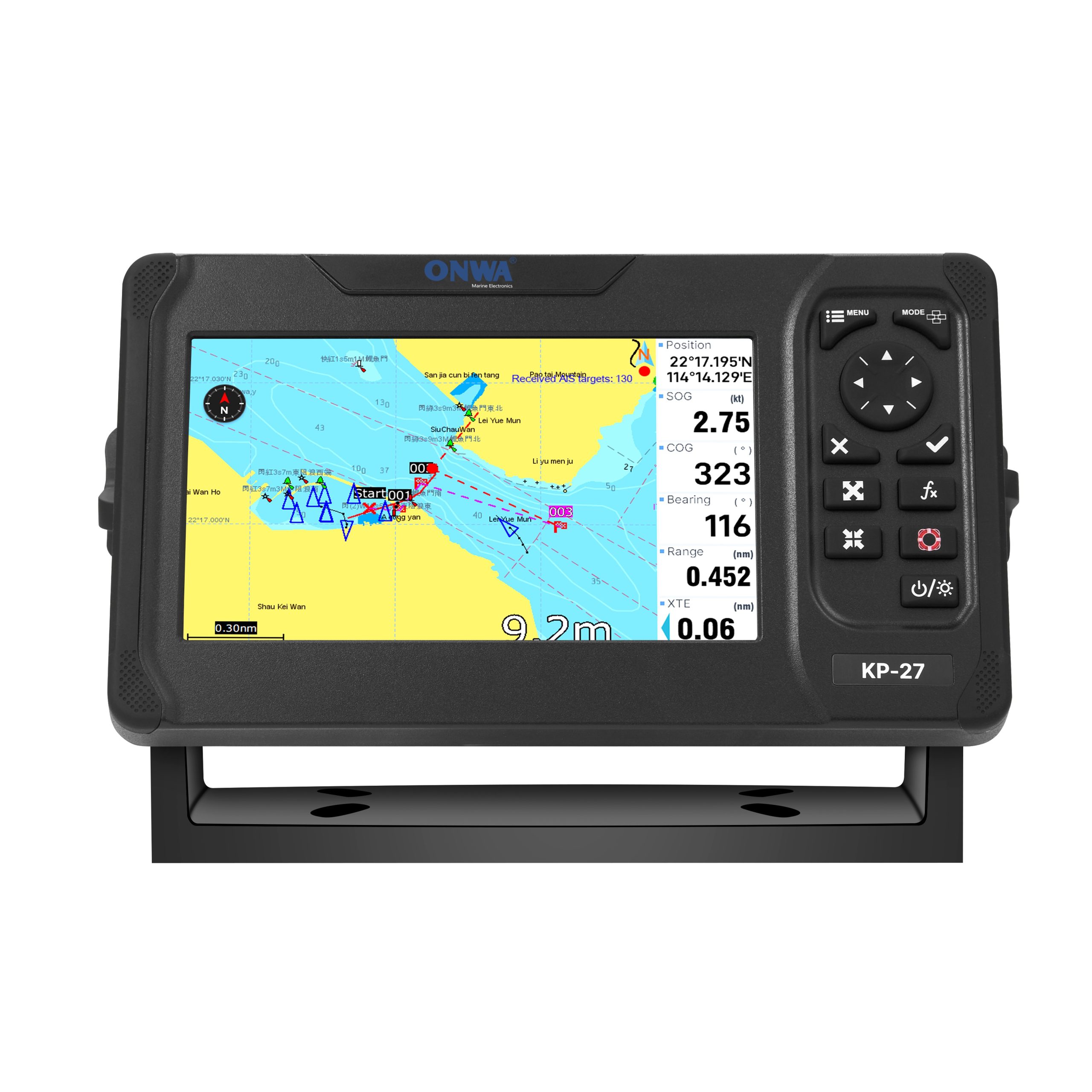 Kartplottere fra ONWA i KP serien med størrelse 5, 7 og 9 tommer.