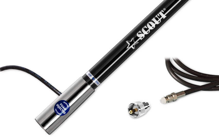 VHF antenne 3dB glassfiber, 1,2m for motorbåt, sort